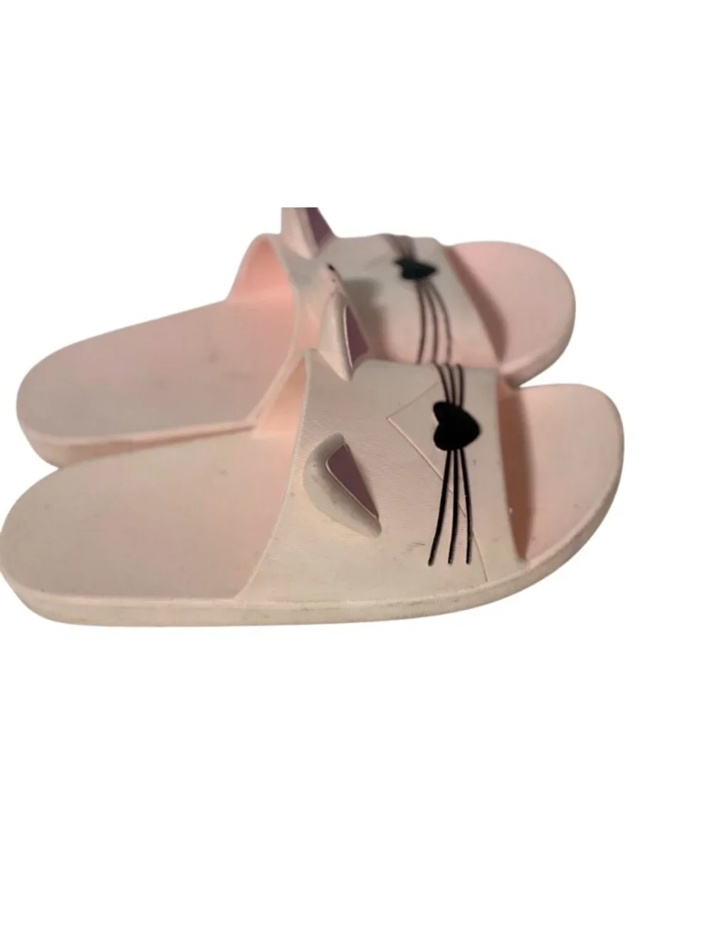 Girls Size 4 36 240 Pink Cat Themed Slide Sandals Slipper Shower Wet Kitty Kitte